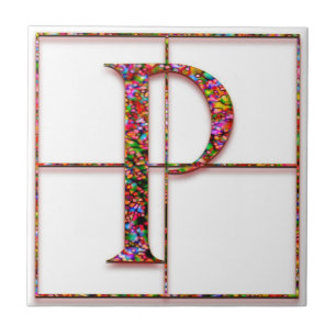 P Trajanus Red Custom Monogram Tile Fliese