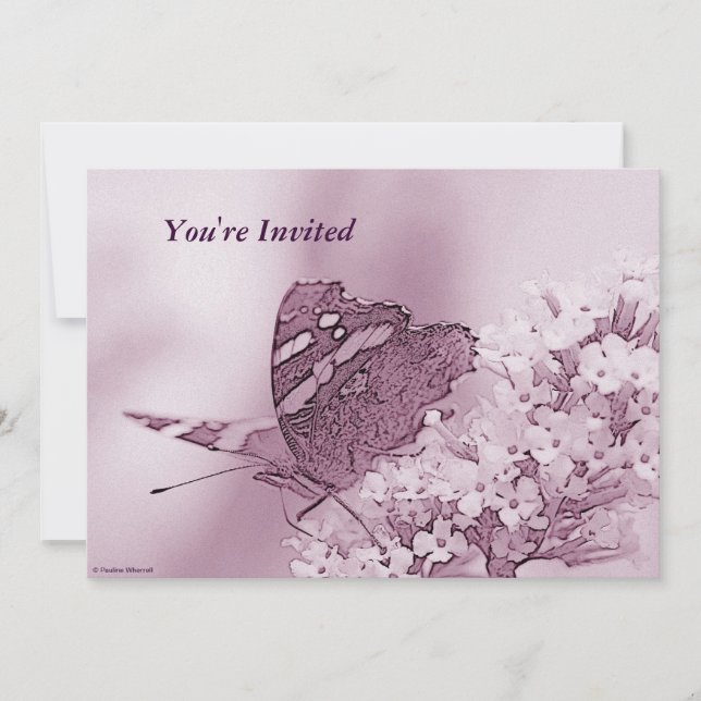 © P Wherrell Contemporary butterfly on buddleie Einladung (Vorderseite)