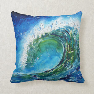 © P Wherrell Kunst-Ölgemäldewellen-Ozeanmeer Kissen