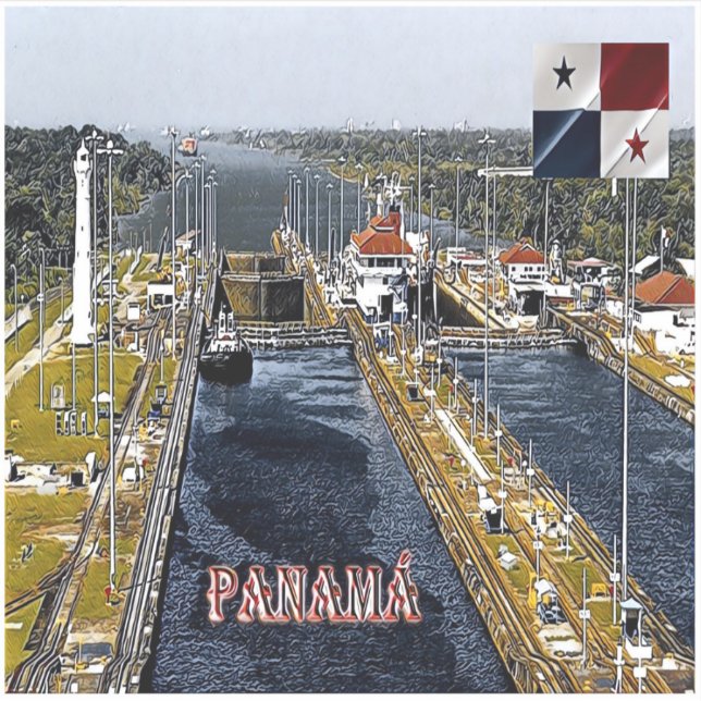 PA0003 Amerika - Panama - Kanallappen - Panoramaau Aufkleber (Vorderseite)