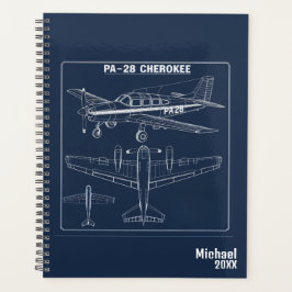 PA-28 Cherokee Airplane Blueprint Blue Aviation Planer