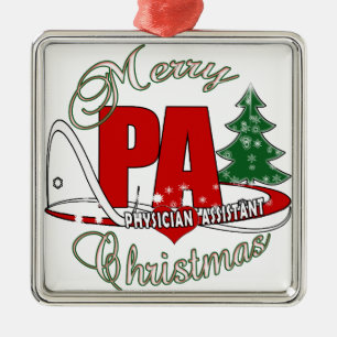 PA PHYSIZISISCHE HILFE MERRY CHRISTMAS SILBERNES ORNAMENT