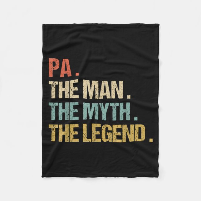 Pa The Man Myth Legend Shirt Funny Father Dad Chri Fleecedecke (Vorderseite)