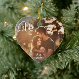 Paar 1. Weihnachten Uns Gründungsdatum Foto Keramik Ornament