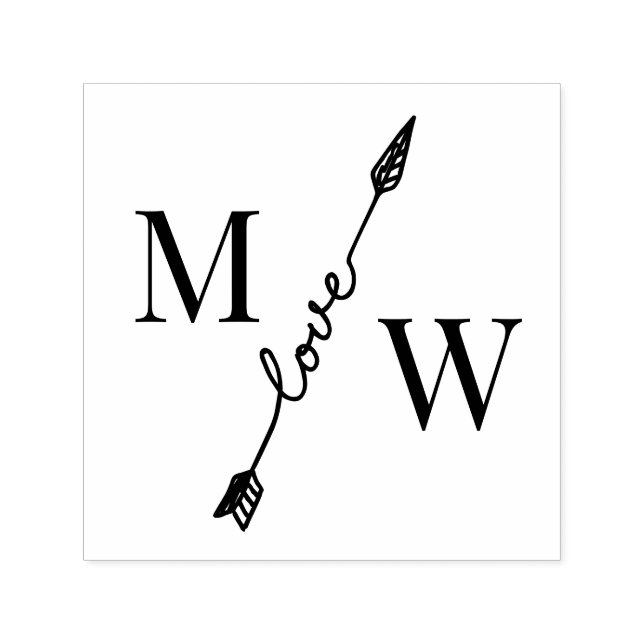 Paar 2 Anfangsmonogramm mit Liebespfeil-Abstandsha Permastempel (Design)
