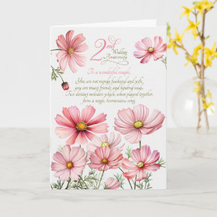 Paar 2. Hochzeitstag Sentimentale rosa Kosmeen Karte