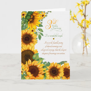 Paar 3. Hochzeitstag Sentimentale Sonnenblumen Karte