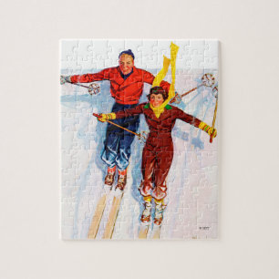 Paar Abfahrtsskilauf Puzzle