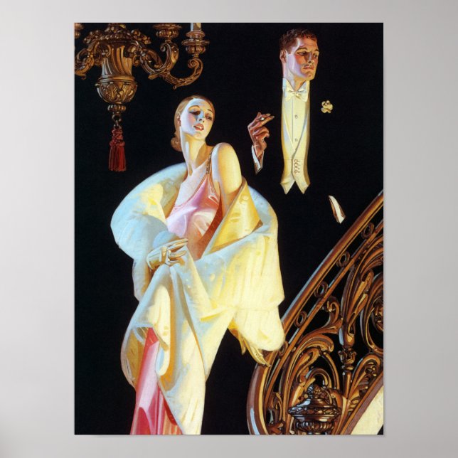 Paar absteigende Treppe, 1923 von Leyendecker Poster (Vorne)