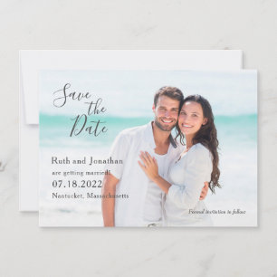 Paar am Strand Foto Save-the-Date-Karte Save The Date