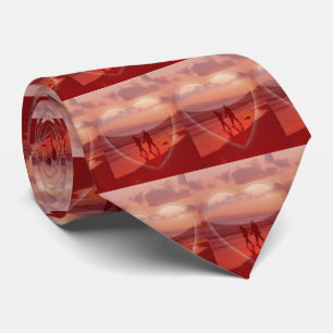Paar am Strand im Herzen Valentine Necktie Krawatte