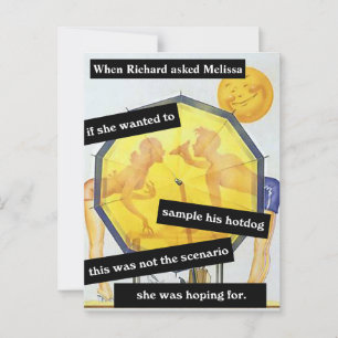 Paar am Strand mit Hotdog Lustige Personalisierung Postkarte
