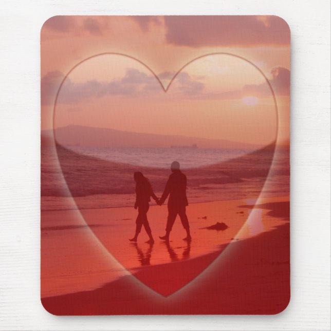 Paar am Strand Valentine Mousepad (Vorne)