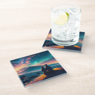 Paar auf dem Dach Glasuntersetzer