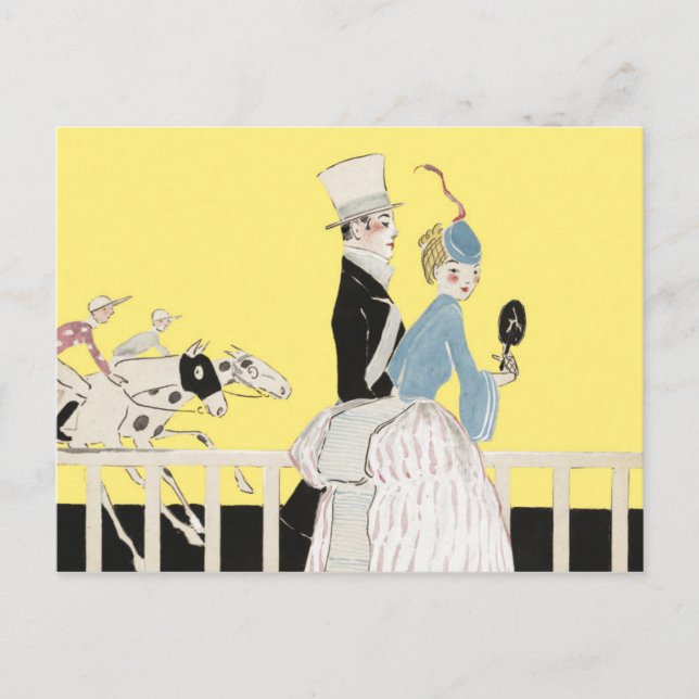 Paar auf den Rennen Postkarte (Vorderseite)