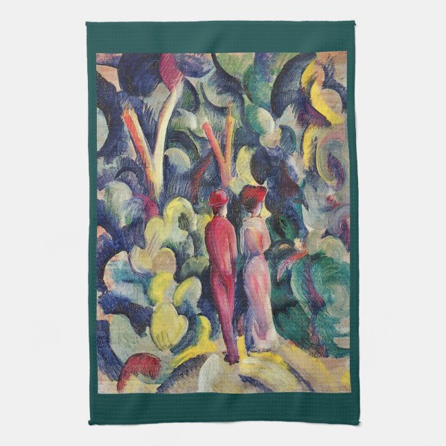 Paar auf der Forststraße von August Macke Geschirrtuch (Vertikal)