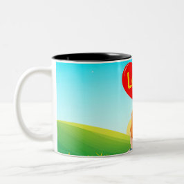 Paar auf einer Bank mit Liebe Titel Zweifarbige Tasse