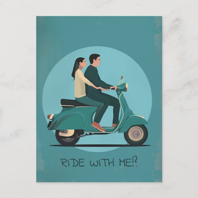 Paar auf Motorrad Postkarte (Vorderseite)