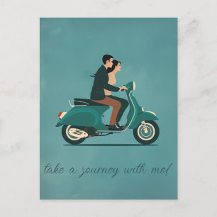 Paar auf Motorrad Postkarte