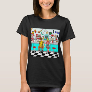 Paar aus den 1950er Jahren hält Händchen im Diner T-Shirt