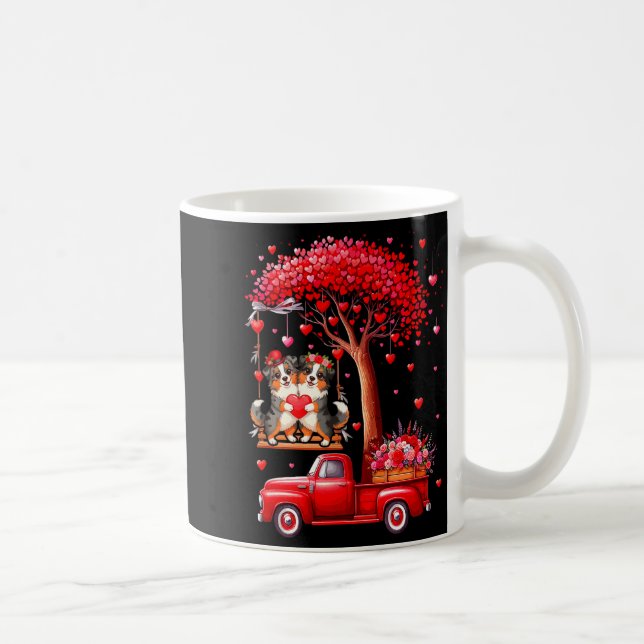 Paar Australian Shepherds Valentine Herzen Picku Kaffeetasse (Rechts)