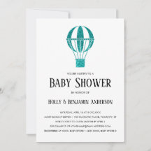 Paar Baby Dusche Aquamariner Glitzer Heißluftballo