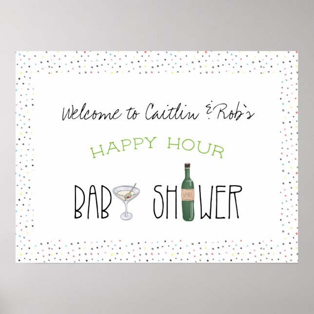 Paar Babydusche | Happy Hour Welcome Poster (Vorne)