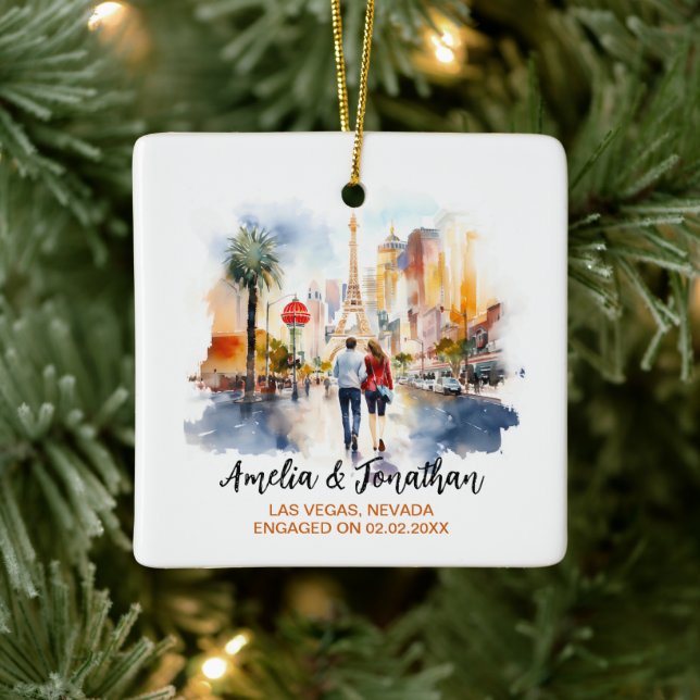 Paar bei Las Vegas Nevada Wasserfarbenreise Keramikornament (Baum)