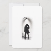 Paar beim Küssen im Regen Silhouette Wandkunst Dru