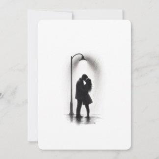 Paar beim Küssen im Regen Silhouette Wandkunst Dru Dankeskarte