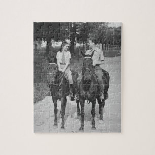 Paar beim Reiten auf Pferden Puzzle