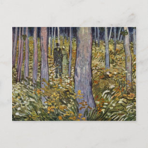 Paar beim Spaziergang im Wald von Vincent Van Gogh Postkarte