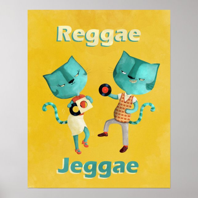 Paar blaue Reggae Katzen Poster (Vorne)