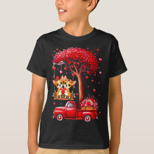 Paar Chihuahuas Valentinstag-Herzen-Baum-Aufkleber T-Shirt