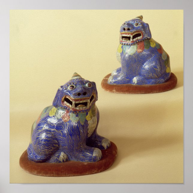 Paar chinesischer Leinenhunde, 18. Jahrhundert Poster (Vorne)