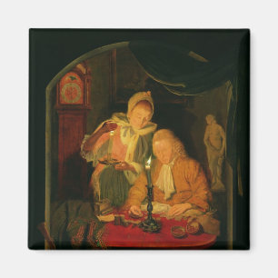 Paar, das Geld bei Kerzenlicht zählt, 1779 Magnet