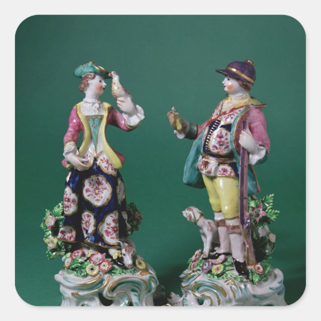 Paar der Bow-Figuren eines Sportsman Quadratischer Aufkleber (Vorderseite)