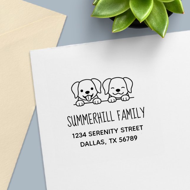 Paar der Hunde Peeking-Familie Anschrift Permastempel (Von Creator hochgeladen)