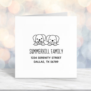 Paar der Hunde Peeking-Familie Anschrift Permastempel