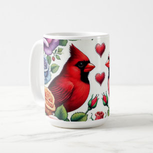 Paar der Kardinal Amid Vibrant Rose Kaffeetasse