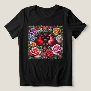 Paar der Kardinal Amid Vibrant Rose Tri-Blend Shirt