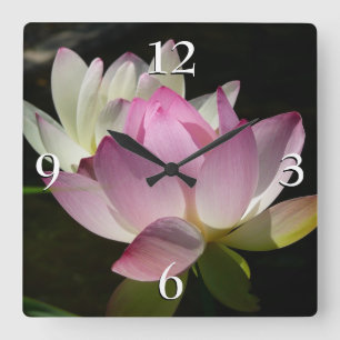 Paar der Lotus-Blume II Quadratische Wanduhr