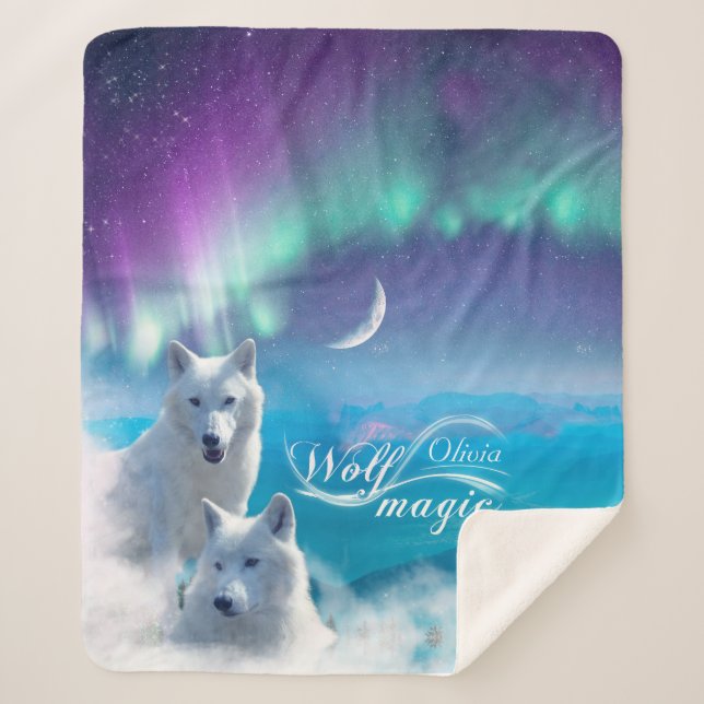 Paar der Personalisierten weißen Wölfe Sherpadecke (Vorderseite)