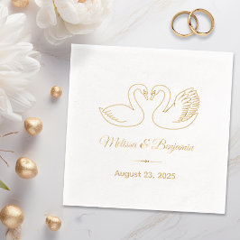 Paar der Schwäne Save the Date Hochzeitstag Servietten Mit Folie
