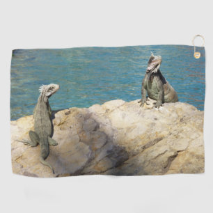 Paar der tropischen Naturfotografie von Iguanas Golfhandtuch