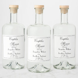 Paar Dusche einfache Elegante Namen Script Chic Alkoholflaschenetikett