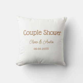 Paar Dusche Name Datum braun pink Pastell Hochzeit Kissen