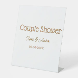 Paar Dusche Name Datum braun pink Pastell Hochzeit Sockelschild