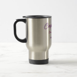 Paar Dusche Name Datum grau trendy einfach rosa Reisebecher