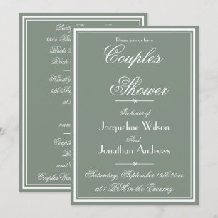 Paar Duschkabine Grün einfache rustikale Namen UAW Einladung